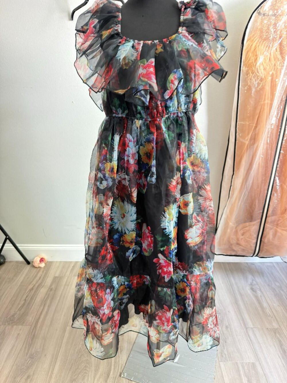 Floral black dress XXL